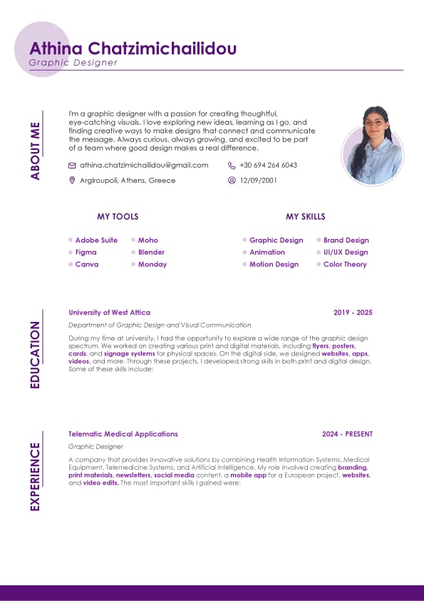 Δημιουργικό πρότυπο CV για designers και καλλιτέχνες - Creative Template
